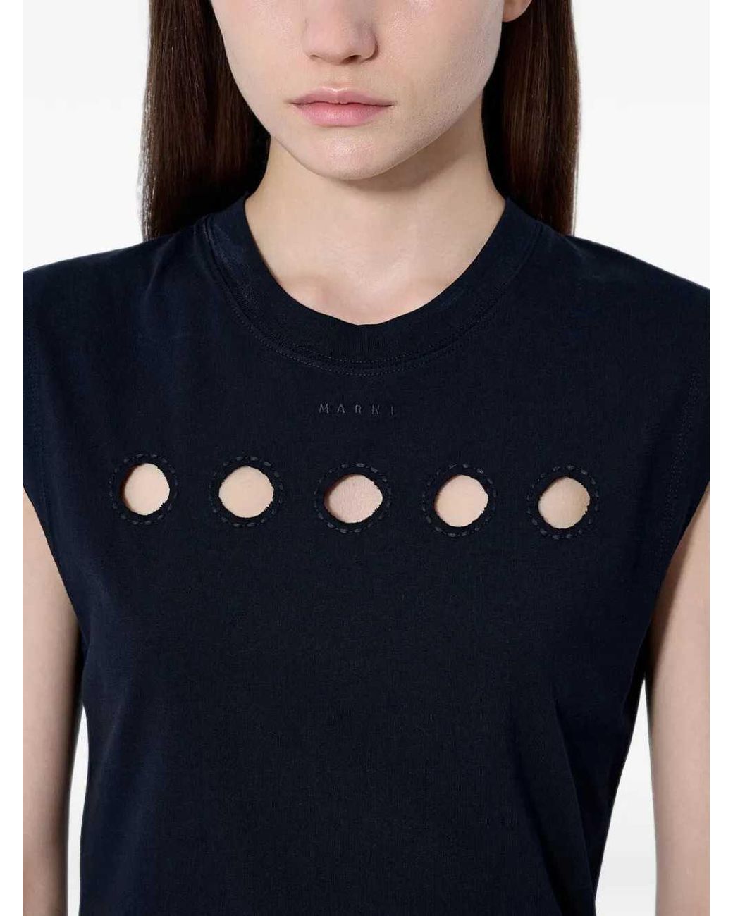 Marni Black Sleeveless Tank Top With Cut Outs