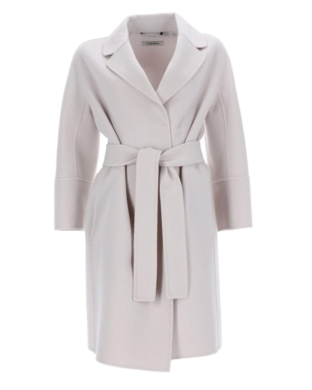 Max Mara White Wool Coat With Belt