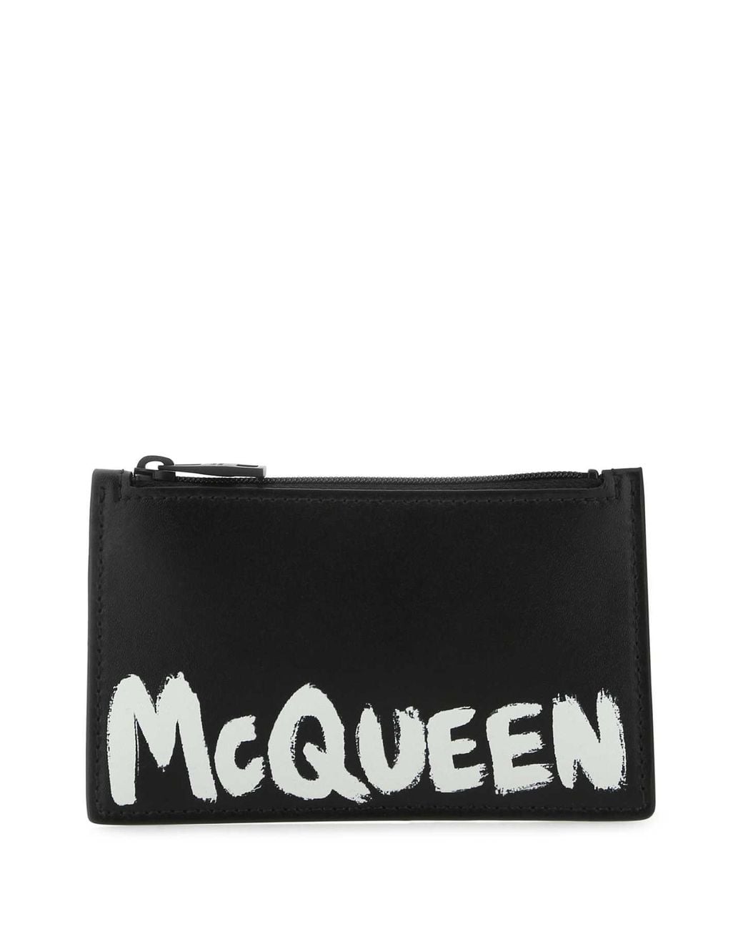McQueen Black Leather Card Holder for men