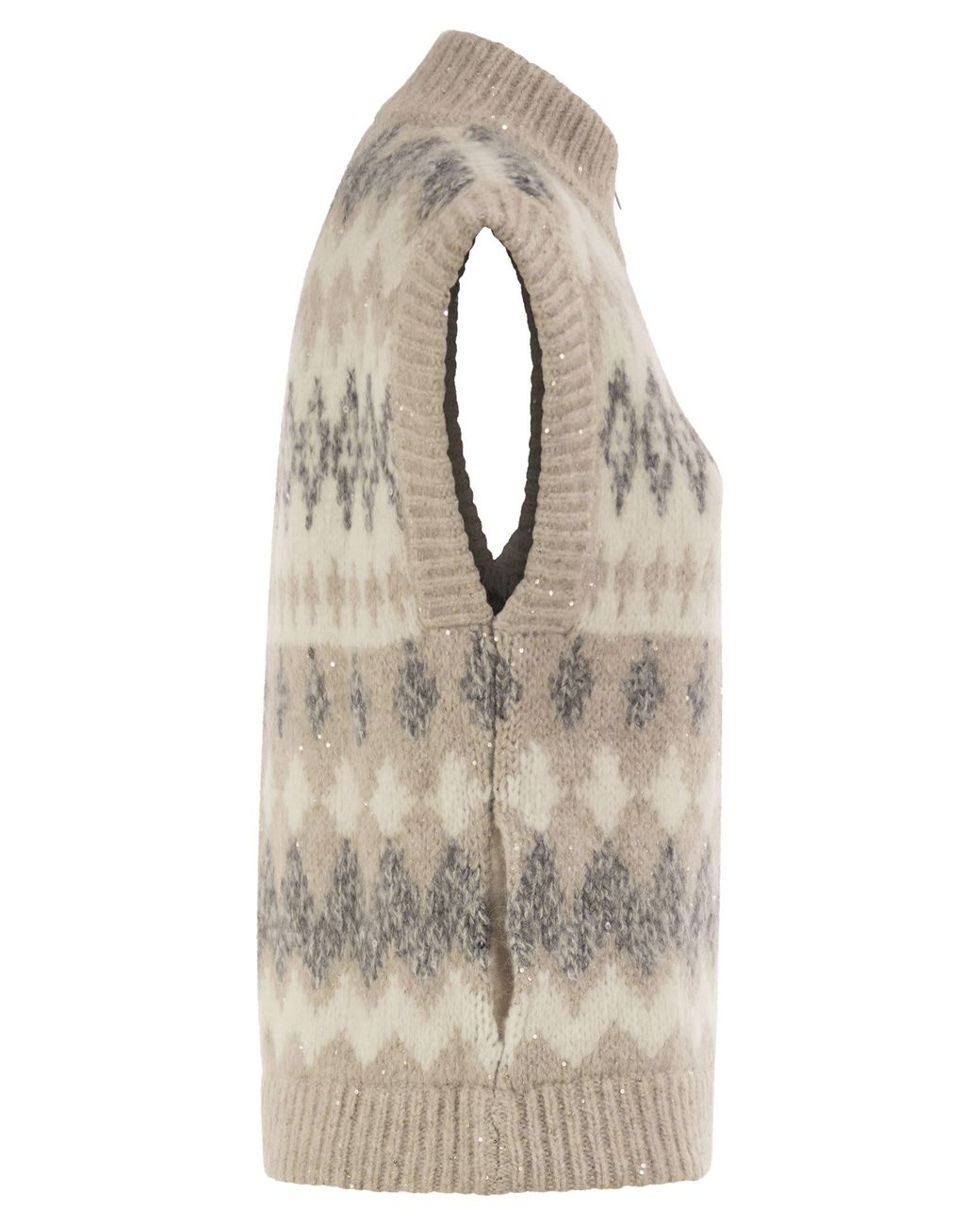Peserico Natural Jacquard Knitted Gilet