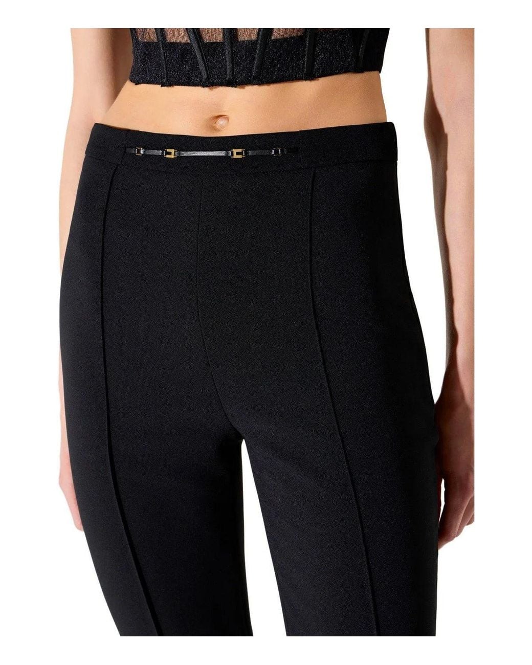 Elisabetta Franchi Black Flared Trousers