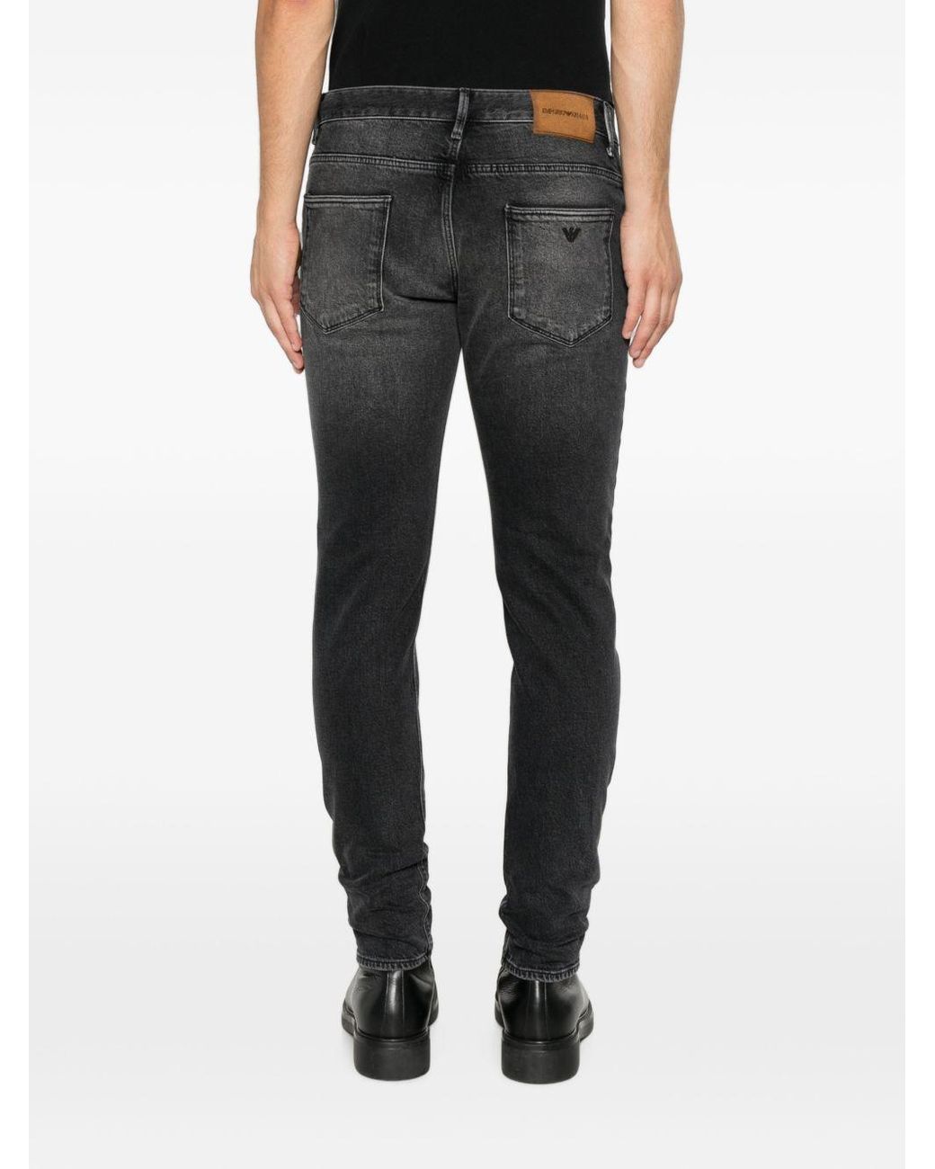 Emporio Armani Gray Slim Denim Cotton Jeans for men