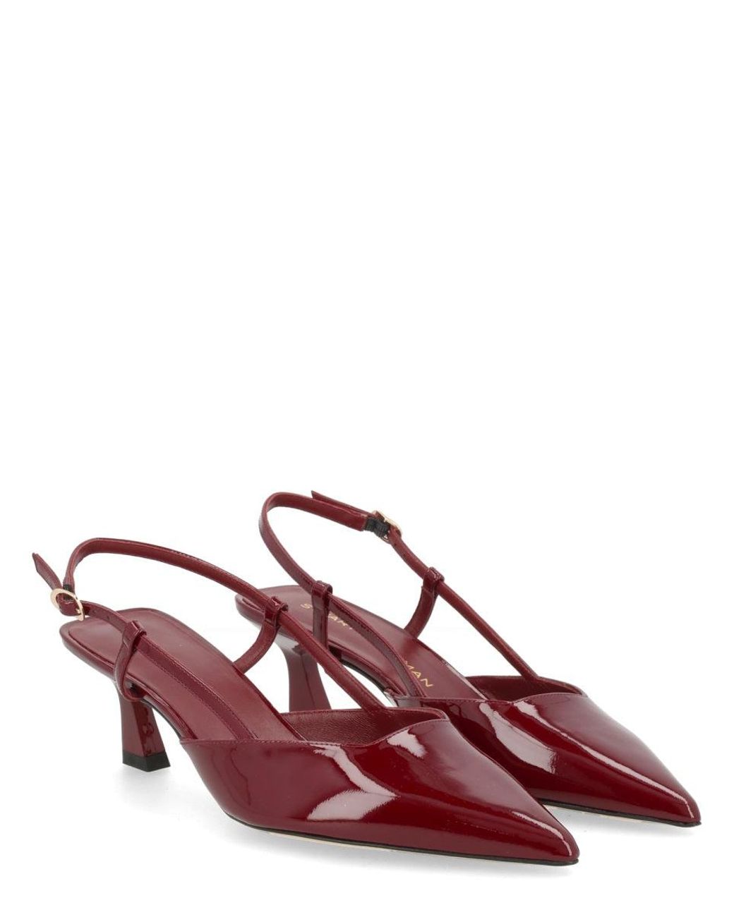 Stuart Weitzman Red Bordeaux Pu Coated Calf Lthr Cow Lthr Flats