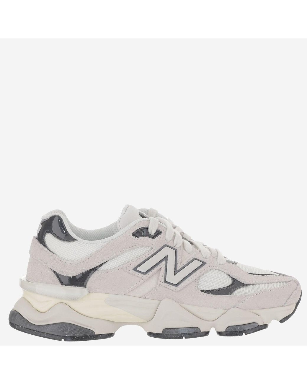 New Balance White Sneakers 9060 Suede/Mesh Trainers