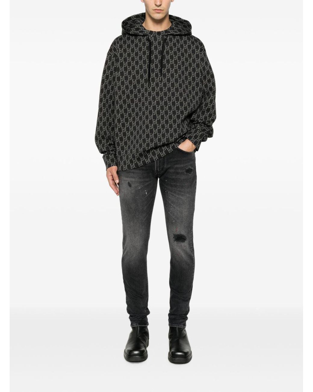 Emporio Armani Gray Slim Denim Cotton Jeans for men