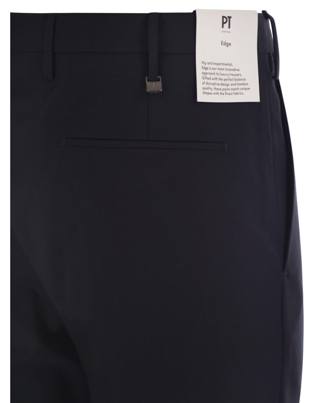 PT Torino Blue Dieci Stretch Virgin Wool Trousers for men