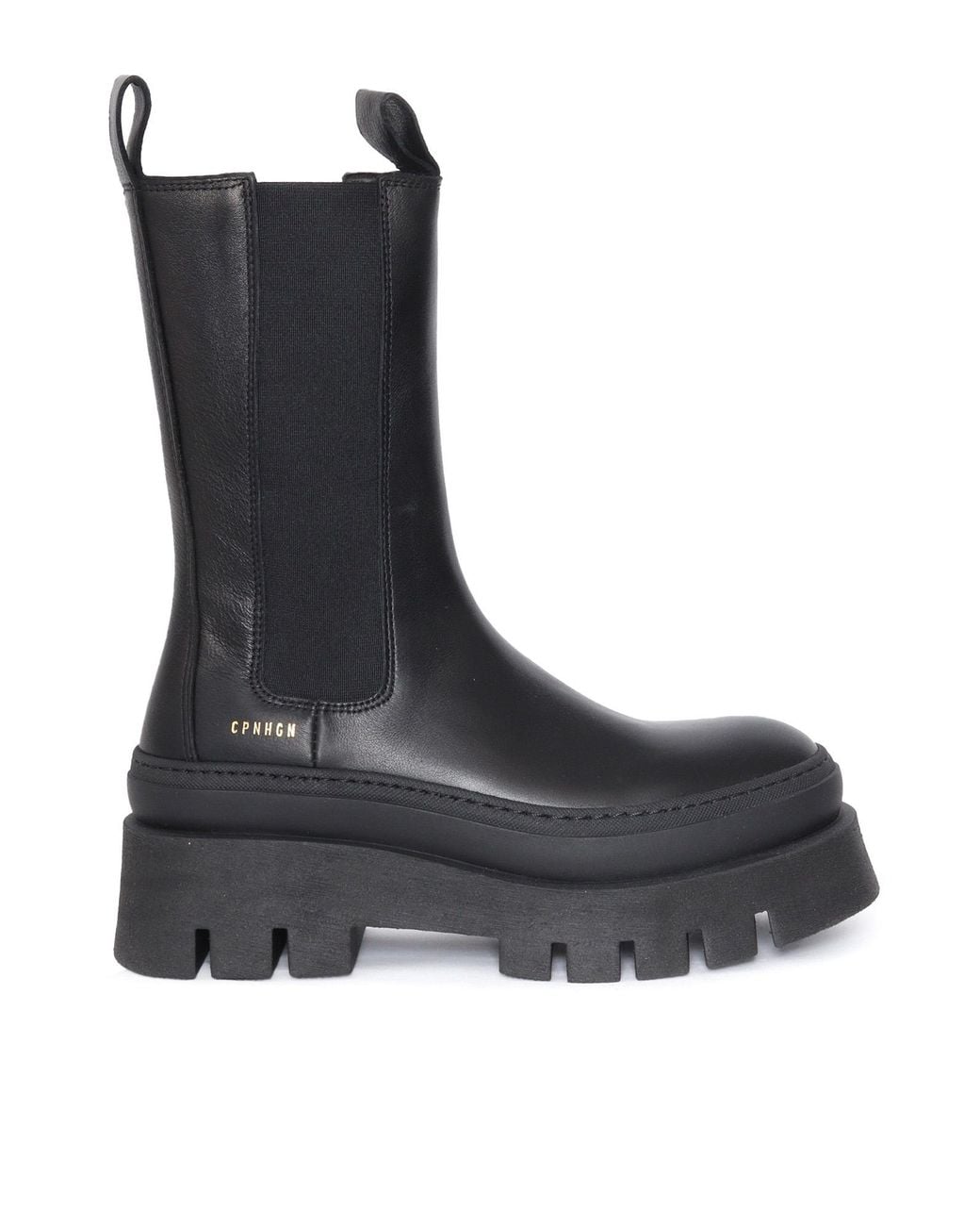 COPENHAGEN Black Chunky Lug-Sole Ankle Boots