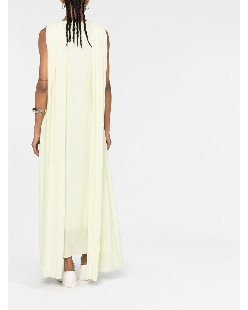 Jil Sander Yellow Draped Midi Dress