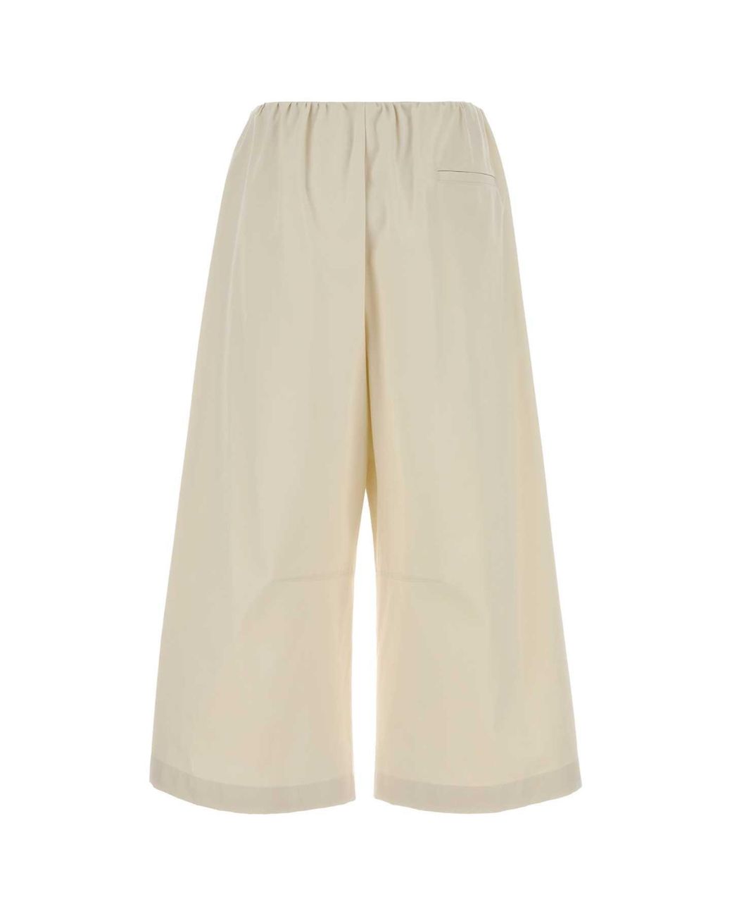 Loewe White Ivory Cotton Blend Wide-Leg Pant