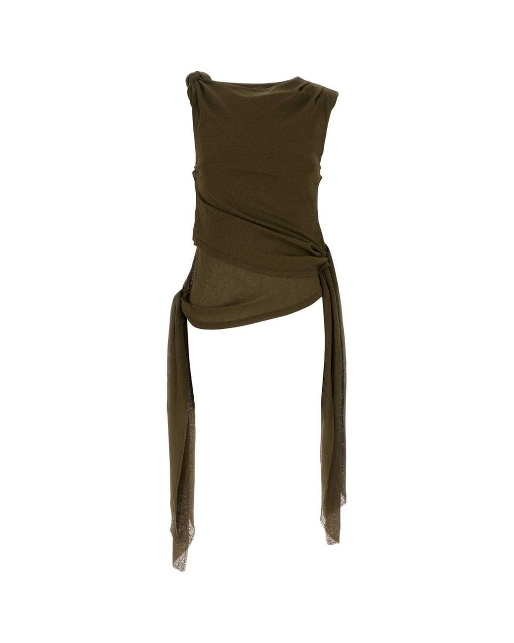 Ganni Green Sleek Polyester Top