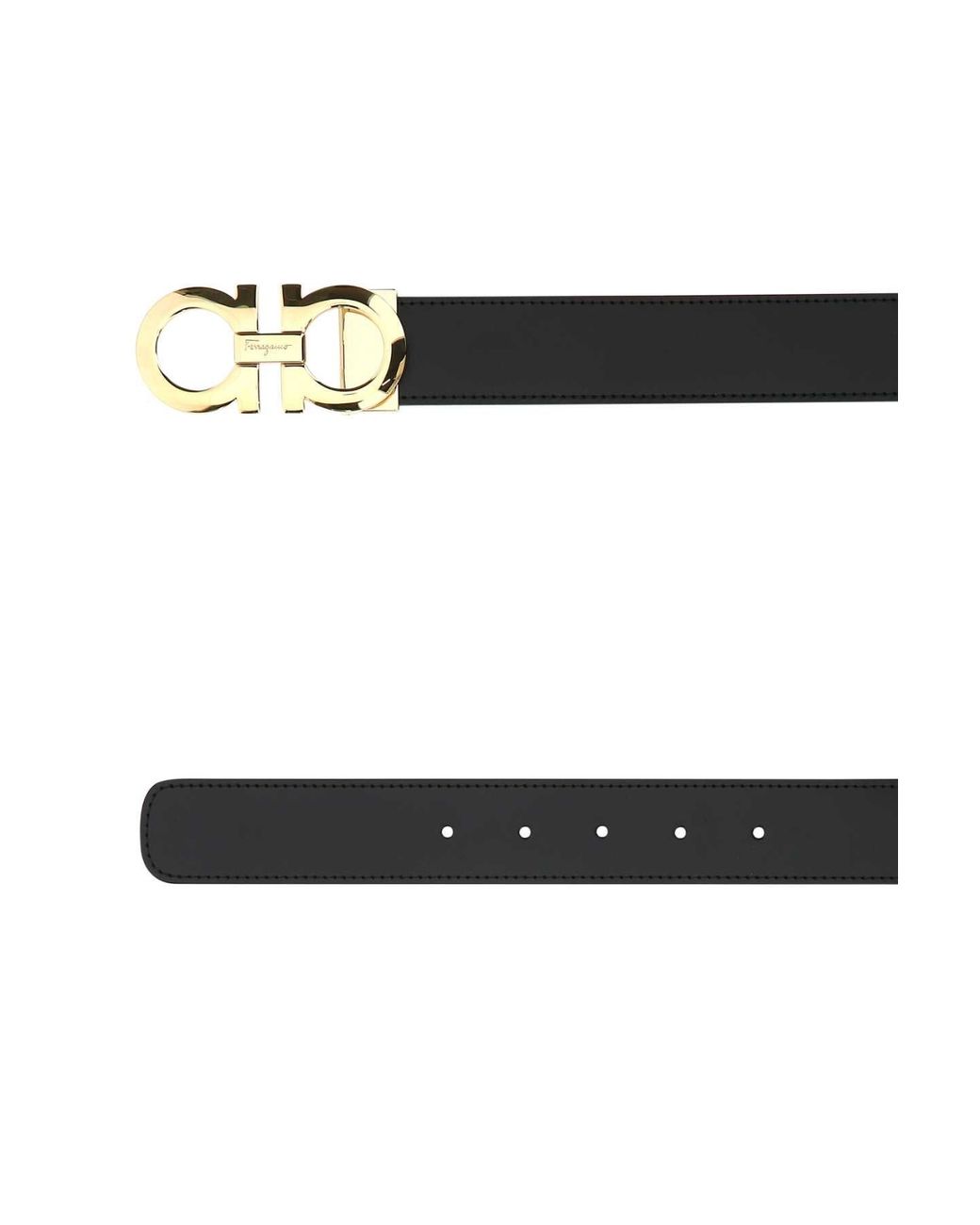 Ferragamo Black Salvatore Leather Reversible Belt for men