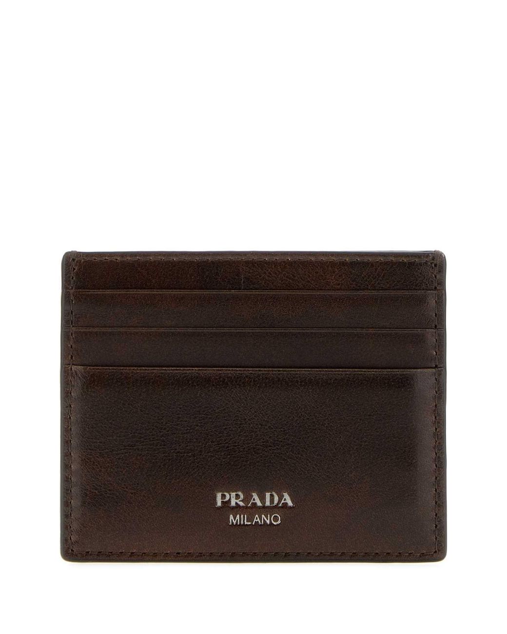 Prada Brown Chocolate Leather Card Holder for men