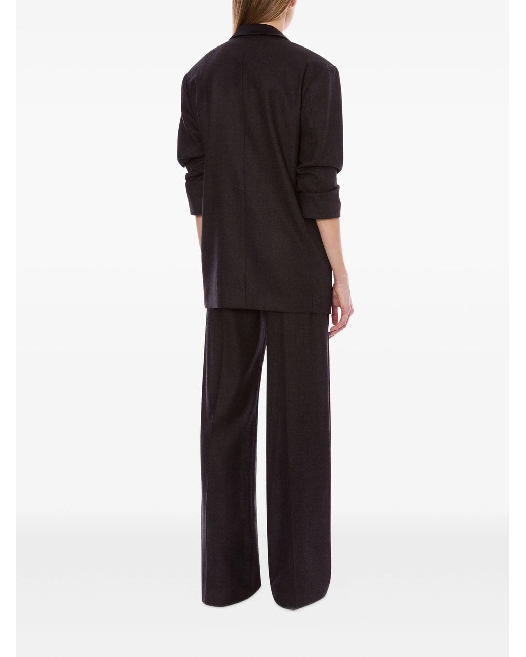 Alberta Ferretti Black Double-Breasted Wool Blazer