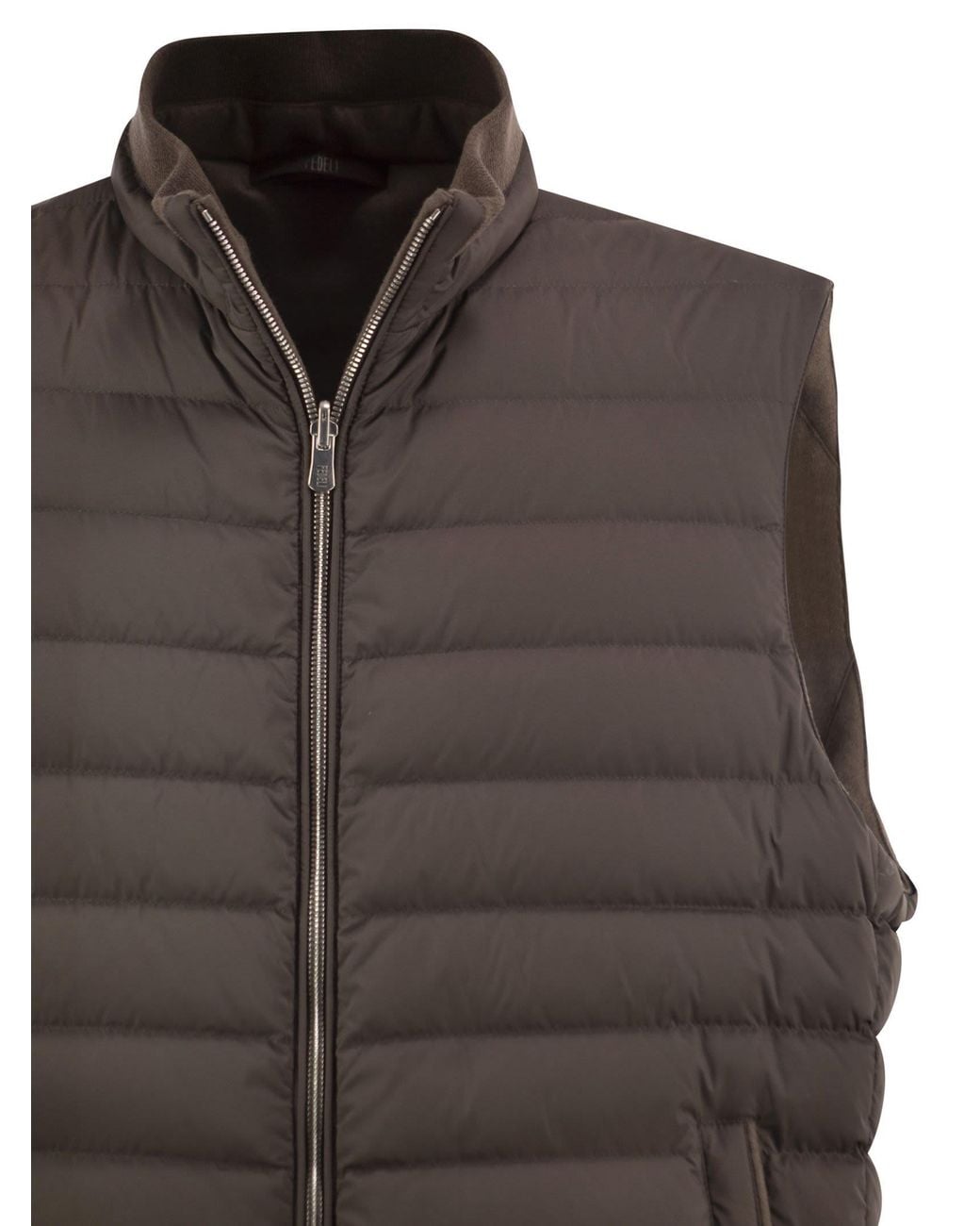 Fedeli Brown Reversible Cashmere And Technical Quilted Gilet
