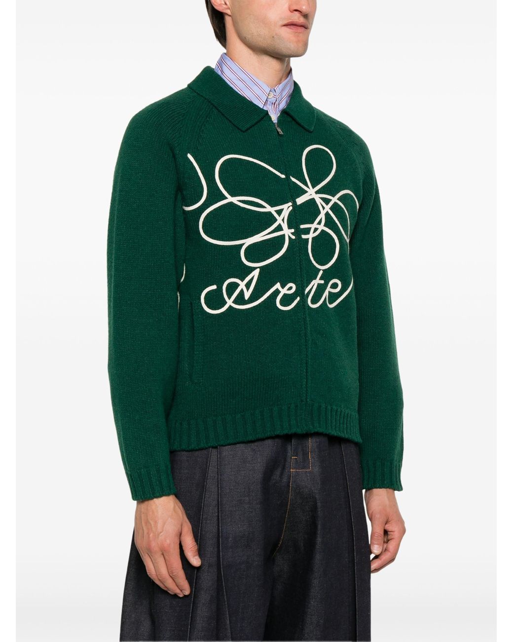 Arte' Wool Blend Logo Cardigan in Green for Men | Lyst
