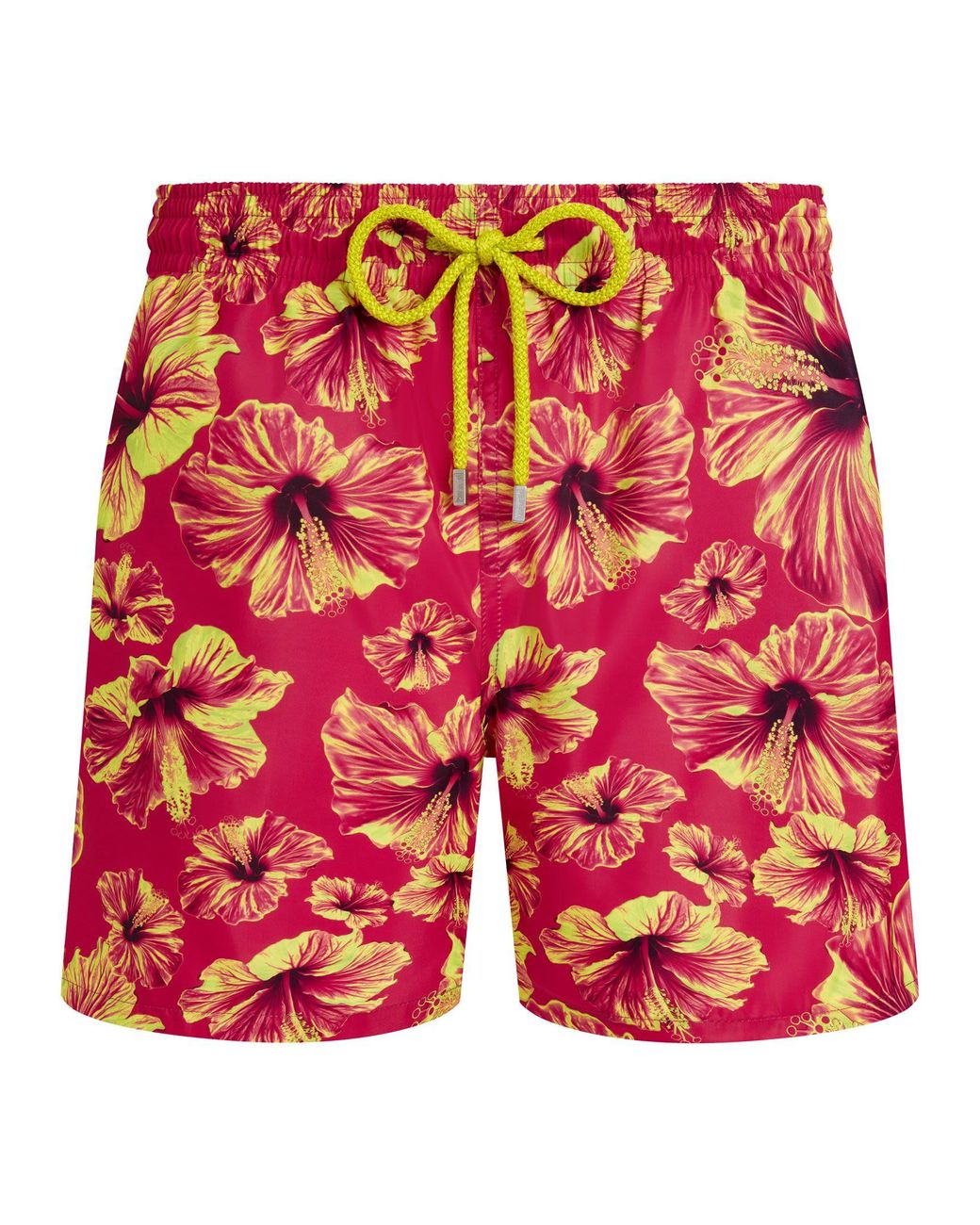 Vilebrequin Red Swim Shorts With Hibiscus Print And Matching Pouch for men