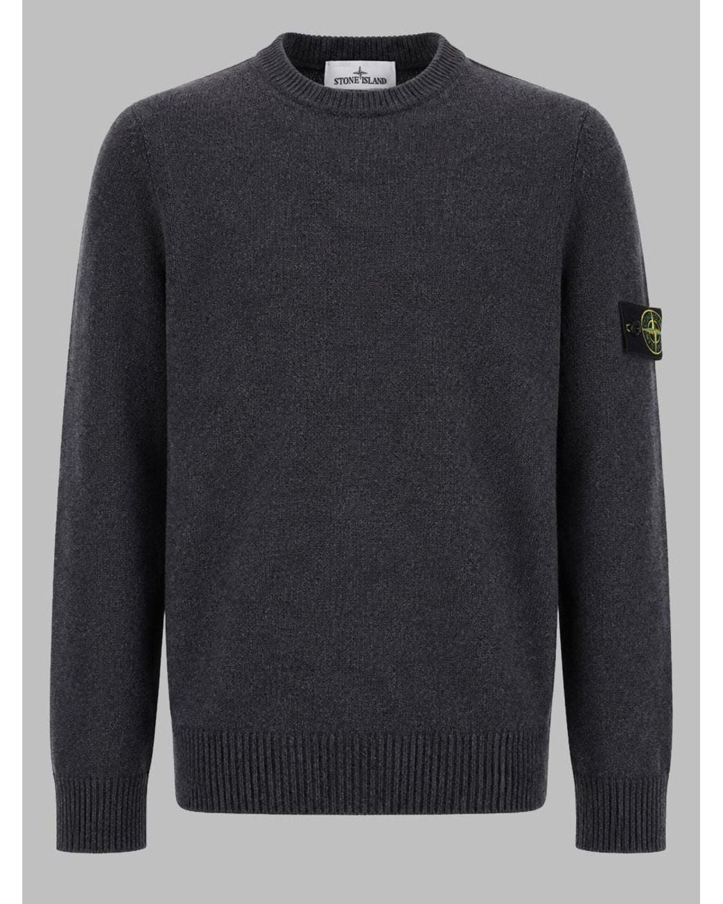 Stone Island Gray Crewneck Wool Sweater for men