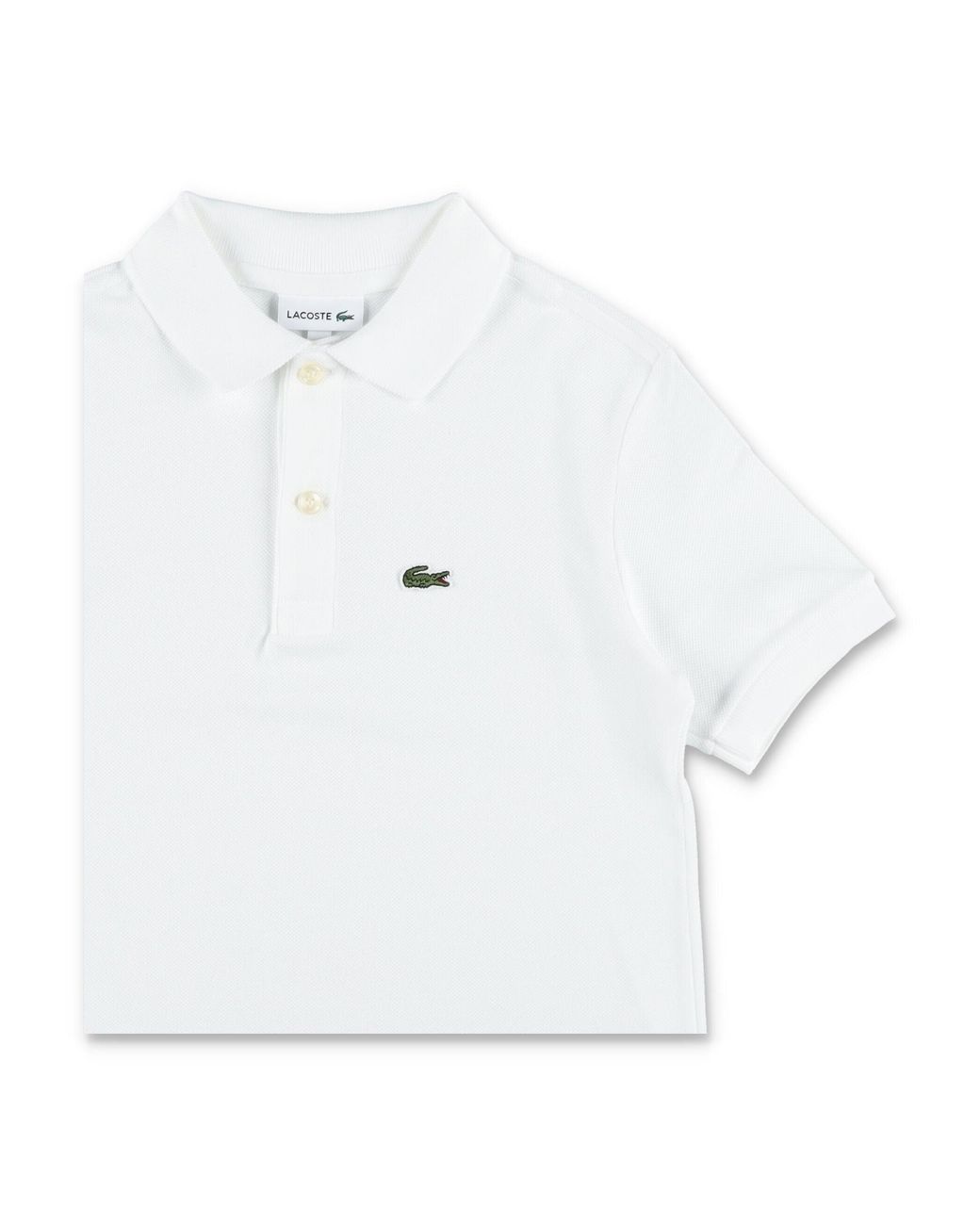 Lacoste White Boys Cotton Piqué Polo Shirt