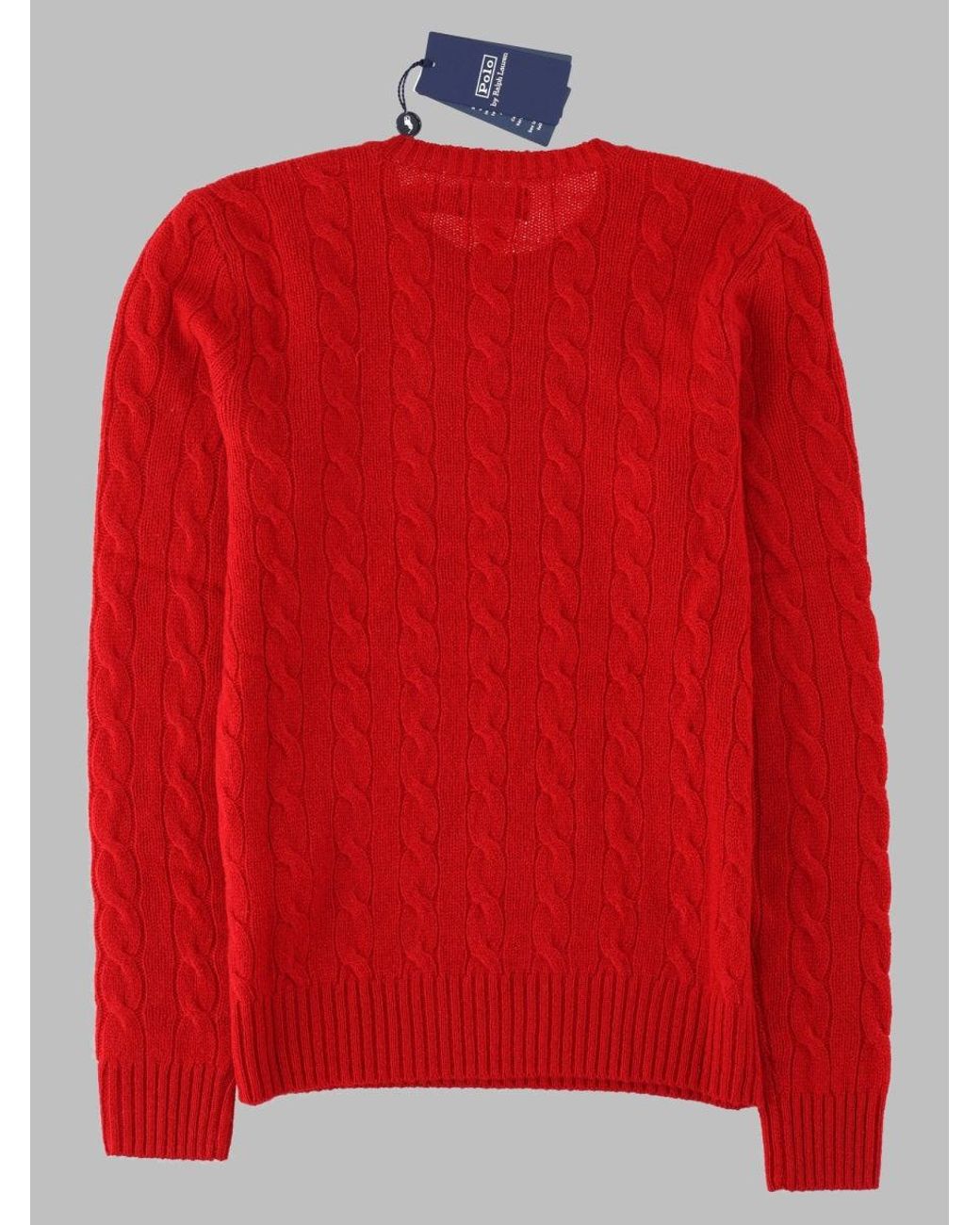 Polo Ralph Lauren Red Cable-Knit Wool-Blend Sweater