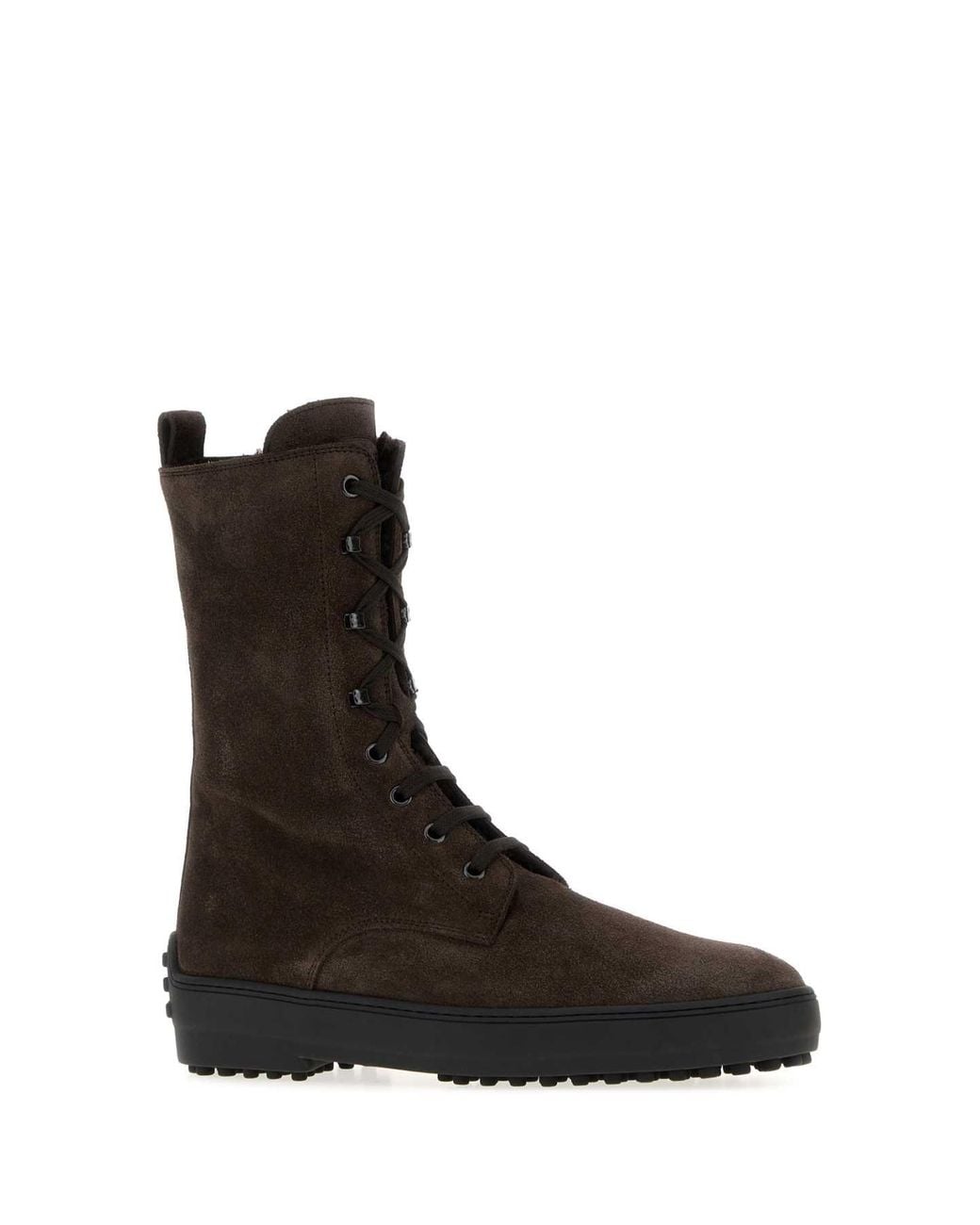 Tod's Black Suede Ankle Boots With Shearling Lining