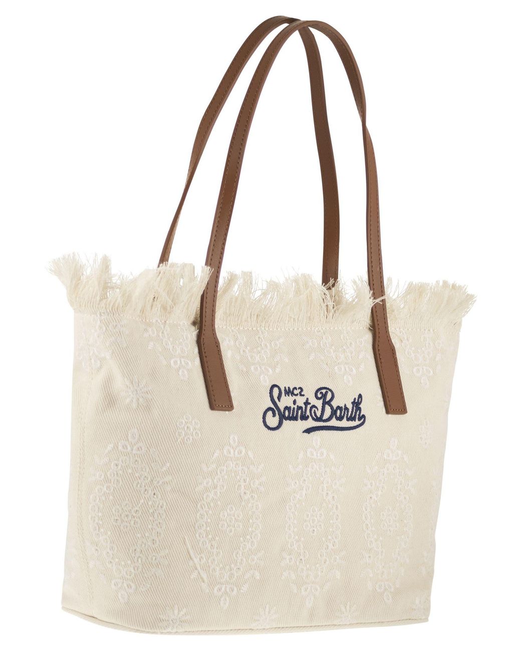 Mc2 Saint Barth Natural City Sangallo Shopper Bag With Embroidered Logo