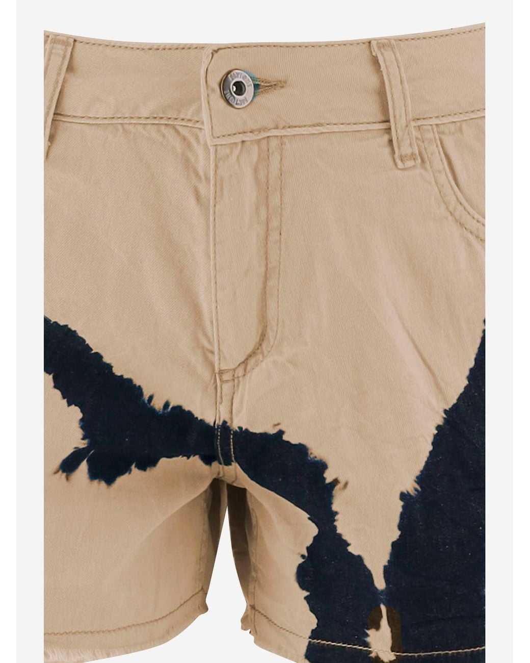 DON'T @ ME White Cotton Shorts With Tie Dye Print