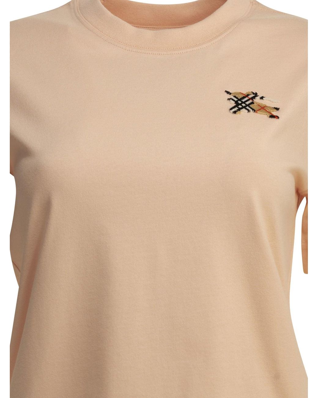 Burberry Natural "Knight Check" Crew-Neck T-Shirt