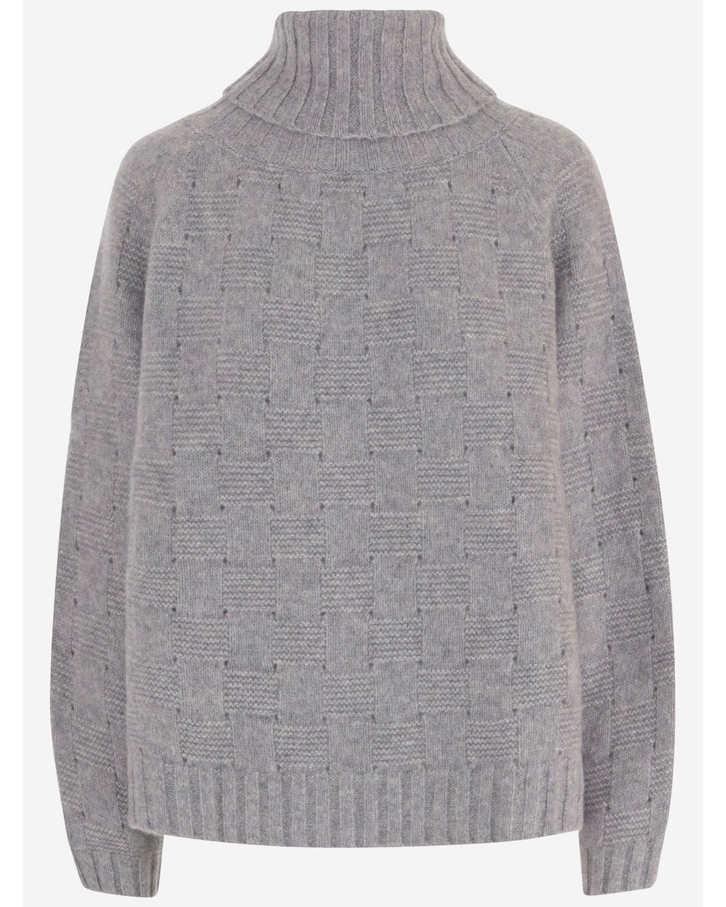 Allude Gray Cashmere And Silk Sweater