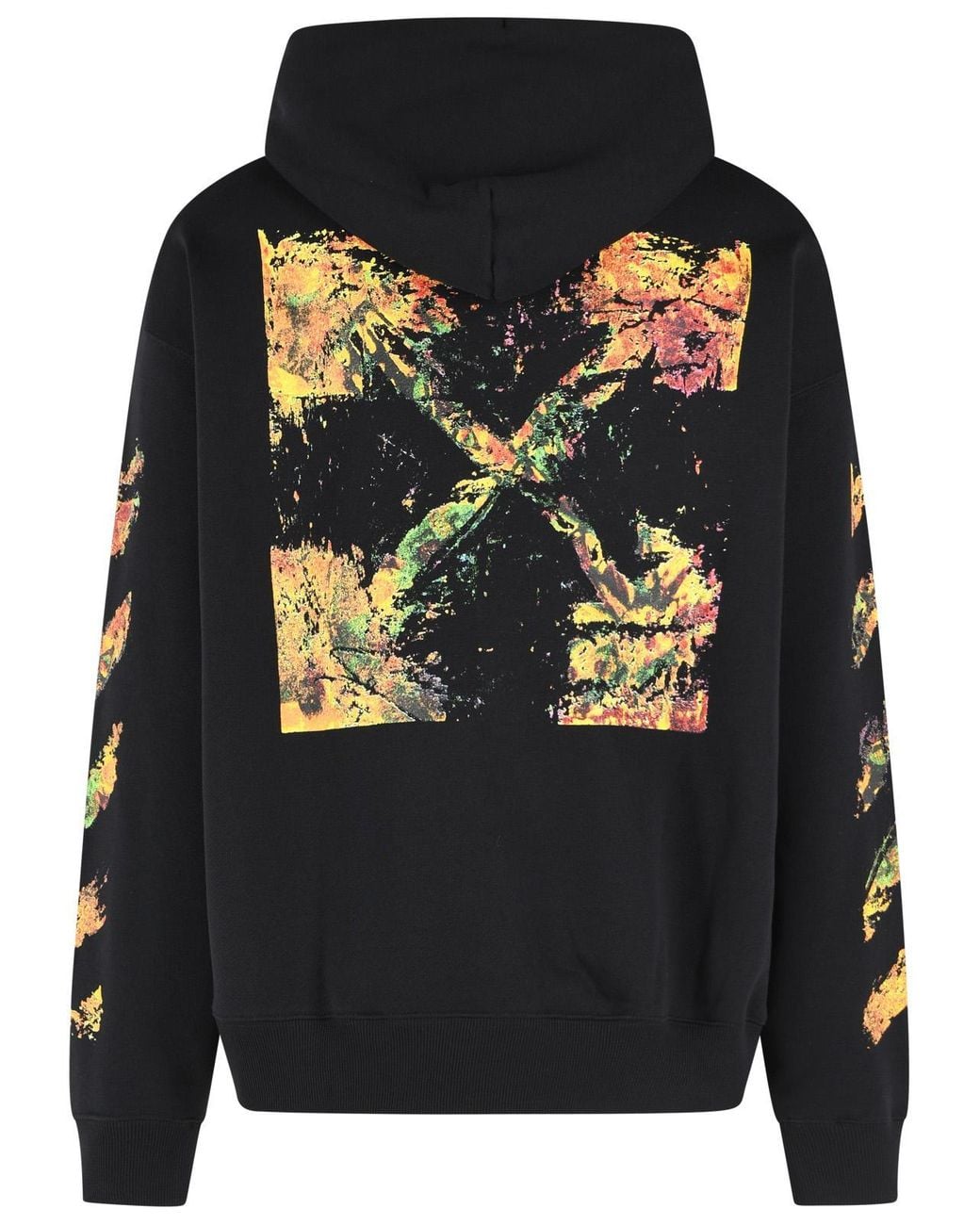 Off-White c/o Virgil Abloh Black Cotton Sweatshirt With Adjustable Drawstring Hood And Graphic Prints for men