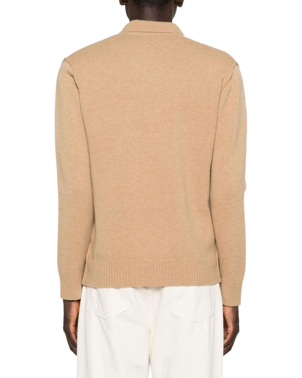 Paolo Pecora Natural Argyle Wool Knit Polo Sweater for men