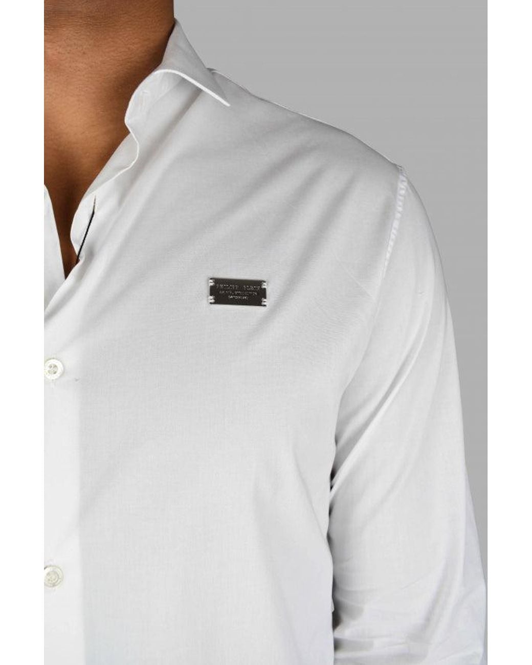 Philipp Plein White Diamond Cut Ls Iconic Shirt for men