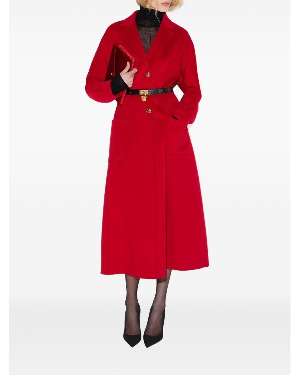 Elisabetta Franchi Red Wool Coat