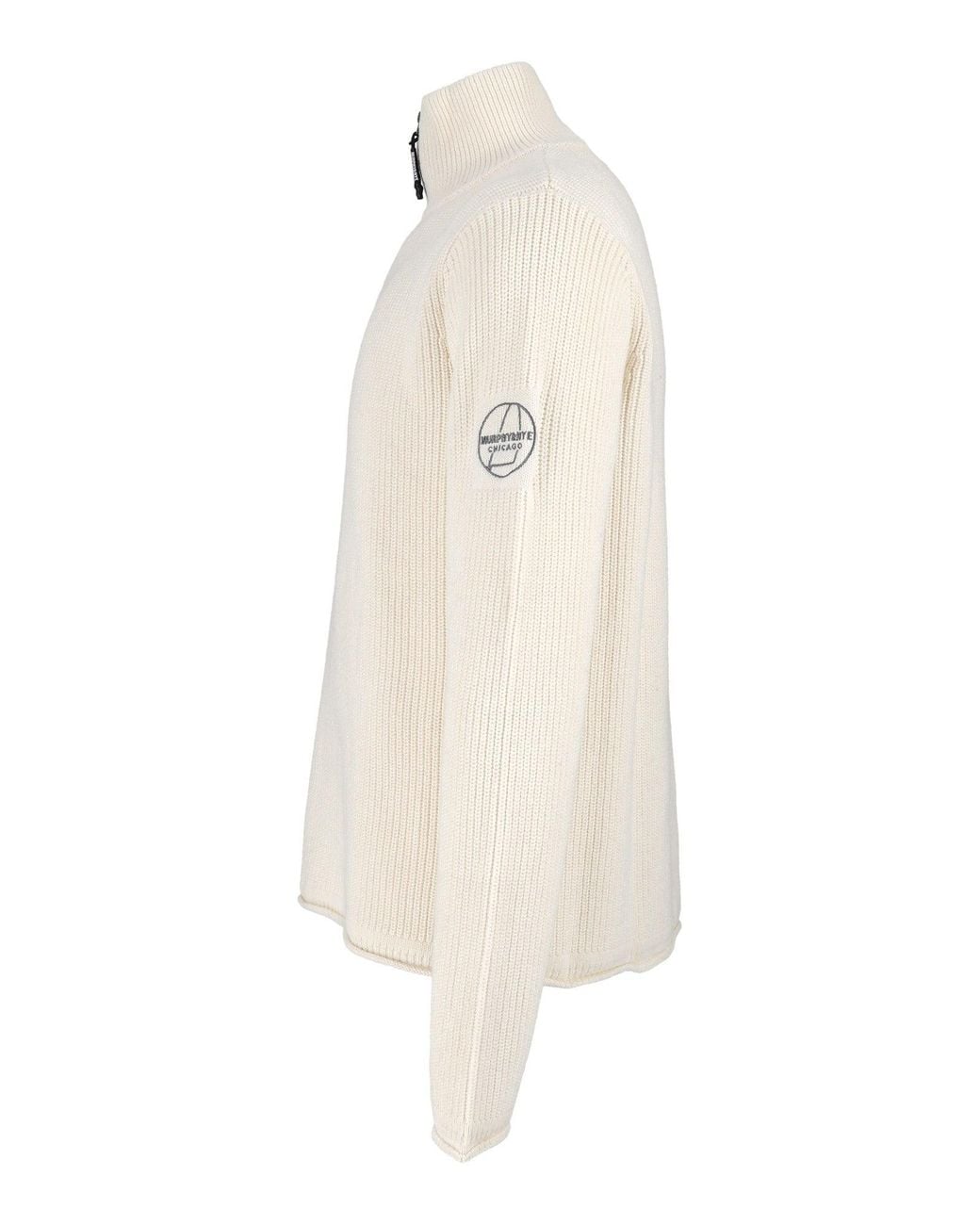 Murphy & Nye White Whisper Fender High-Neck Half-Zip Sweater