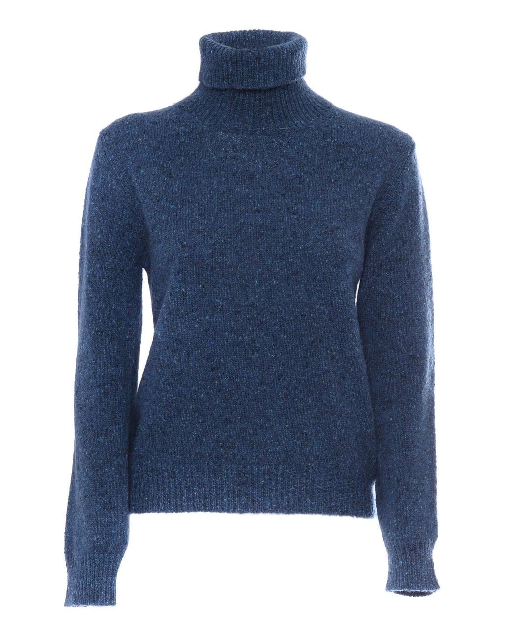 Kangra Cashmere Blue Regular Fit Turtleneck Sweater Wool Mohair Cashmere