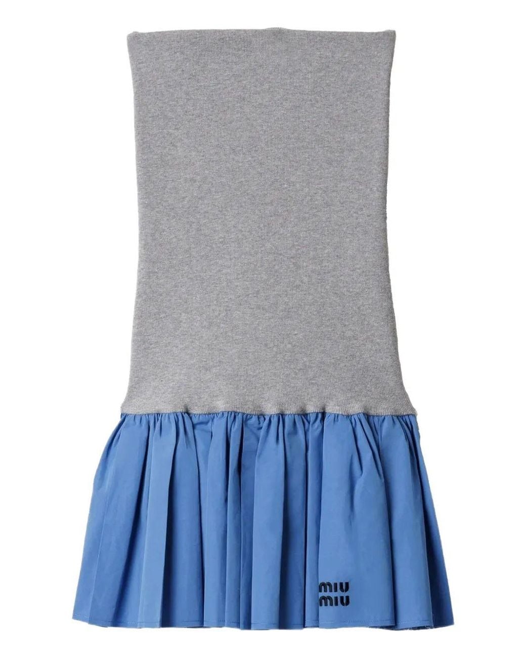 Miu Miu Blue Gonne Jersey+Popeline