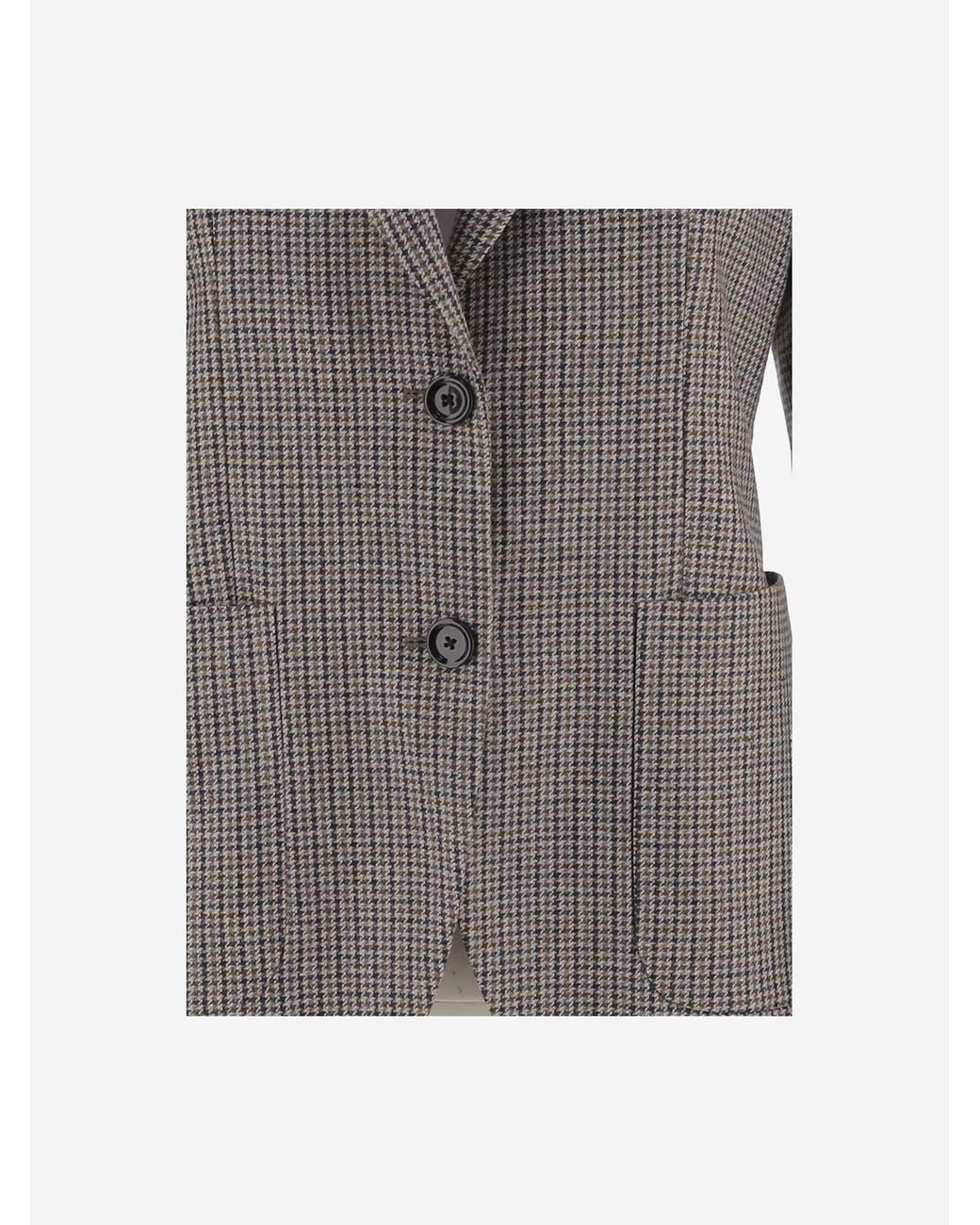 Lardini Gray Wool And Cotton Checked Jacket