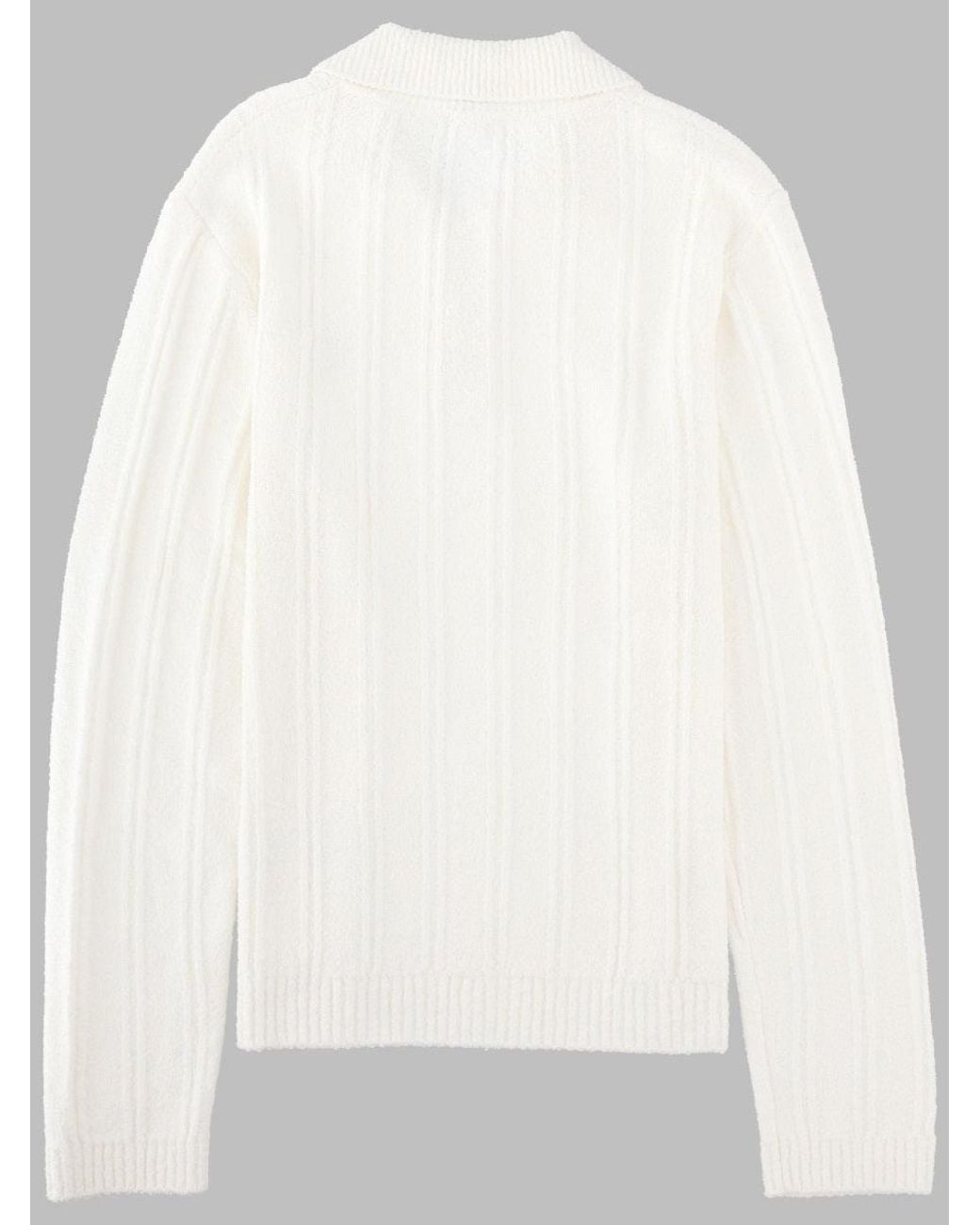 Casablanca White Long Sleeve Knit Polo Sweater for men