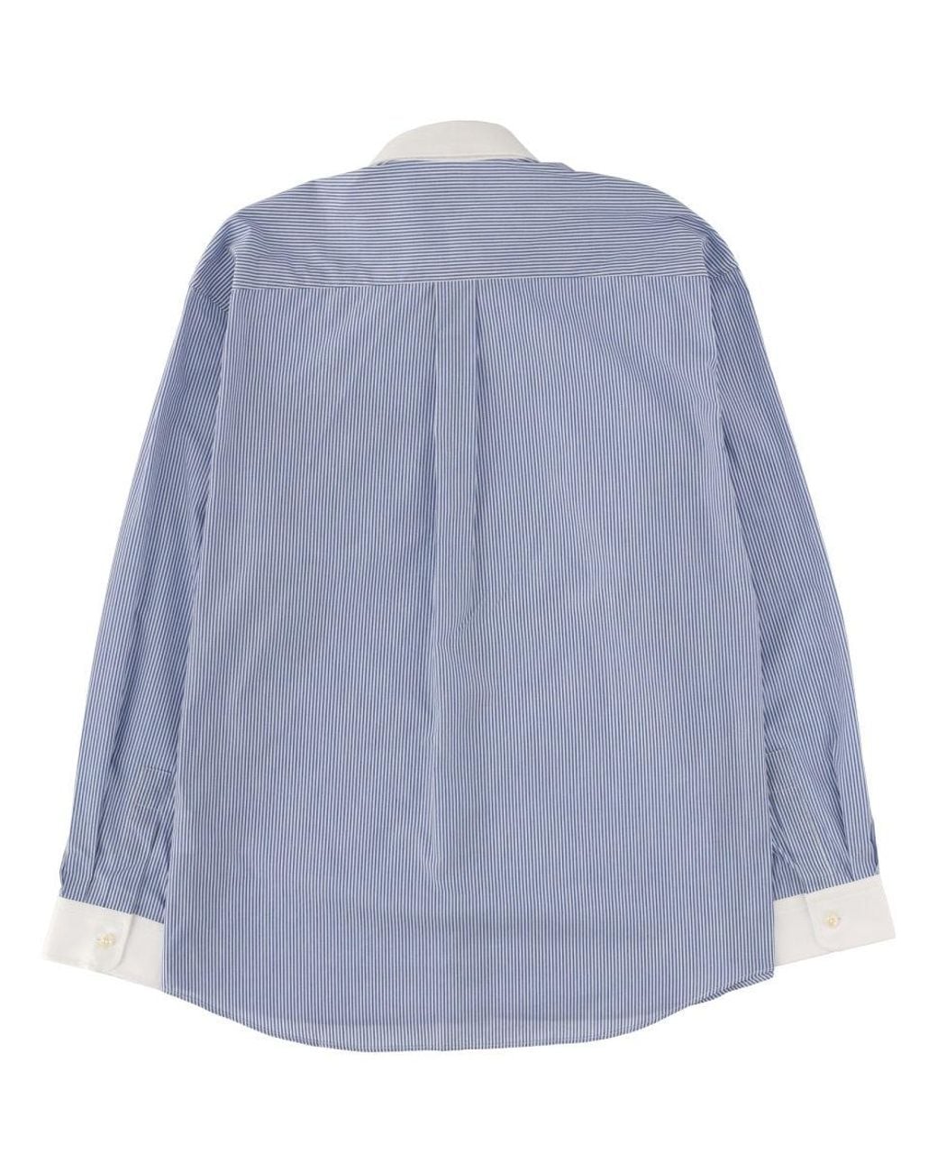 SPORTY&RICH Blue Logo Striped Shirt