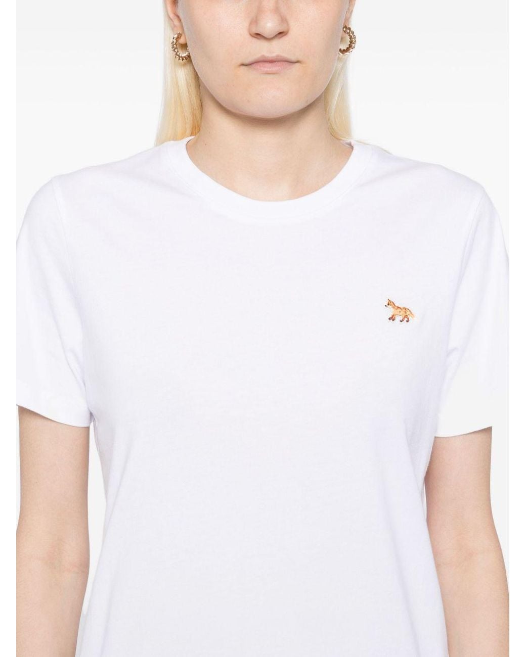 Maison Kitsuné Gestreept T-Shirt in het White
