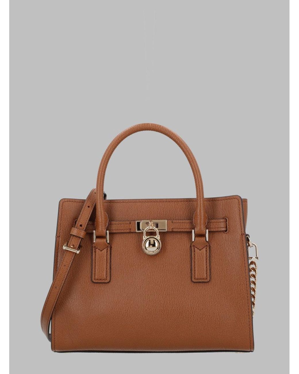 MICHAEL Michael Kors Brown Structured Satchel Bag With Top Handle And Shoulder Strap, 21 Cm X 27.5 Cm X 12 Cm
