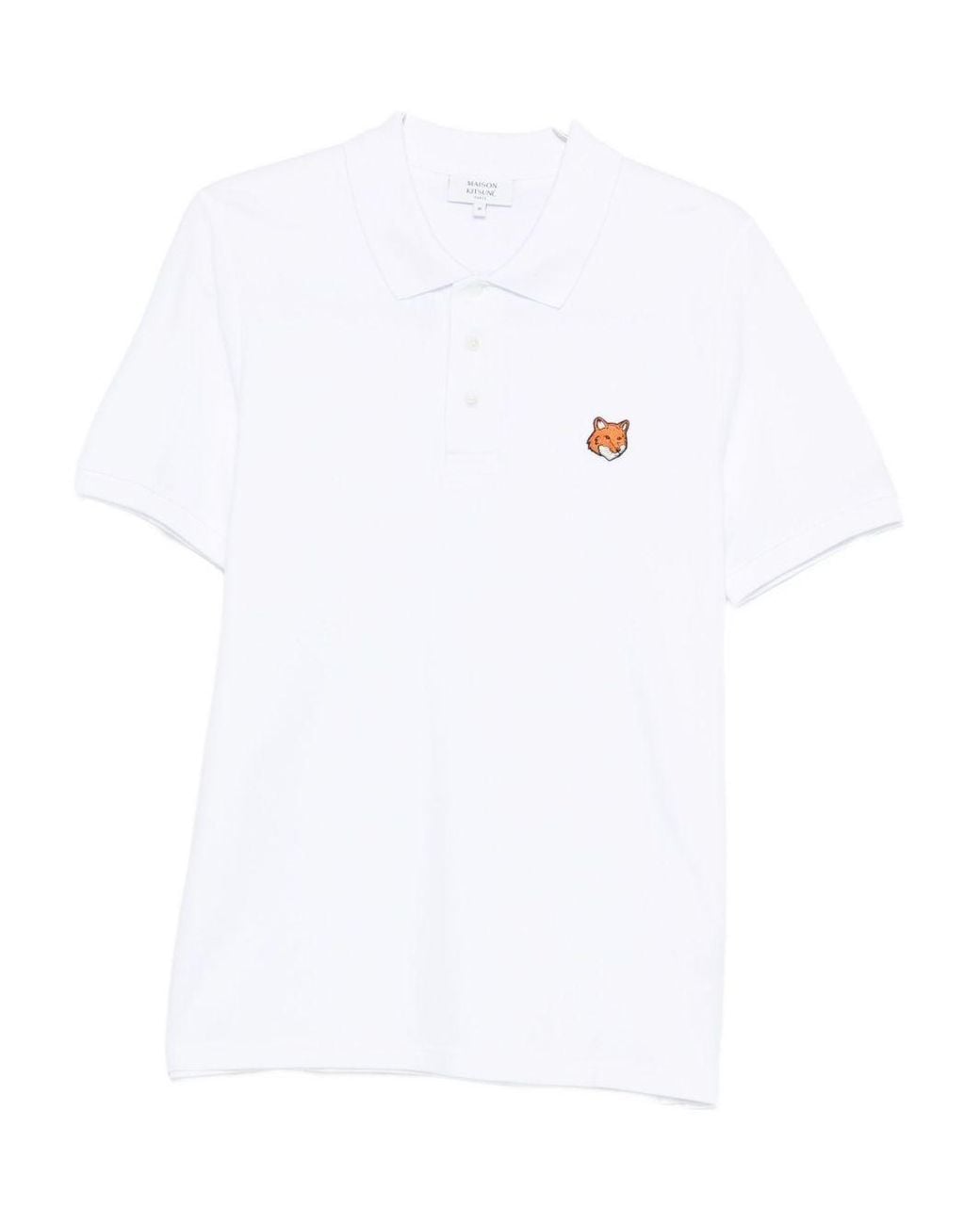 Maison Kitsuné White Fox Head Polo Shirt for men