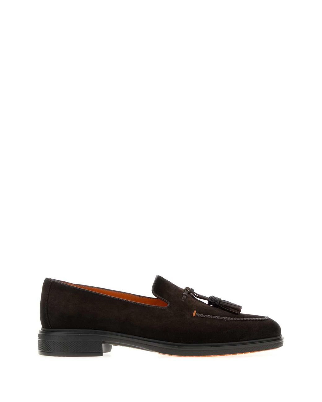 Santoni Black Dark Suede Easy Loafers