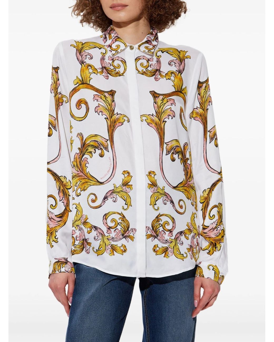 Versace Jeans Couture White Camicia Outline Barocco
