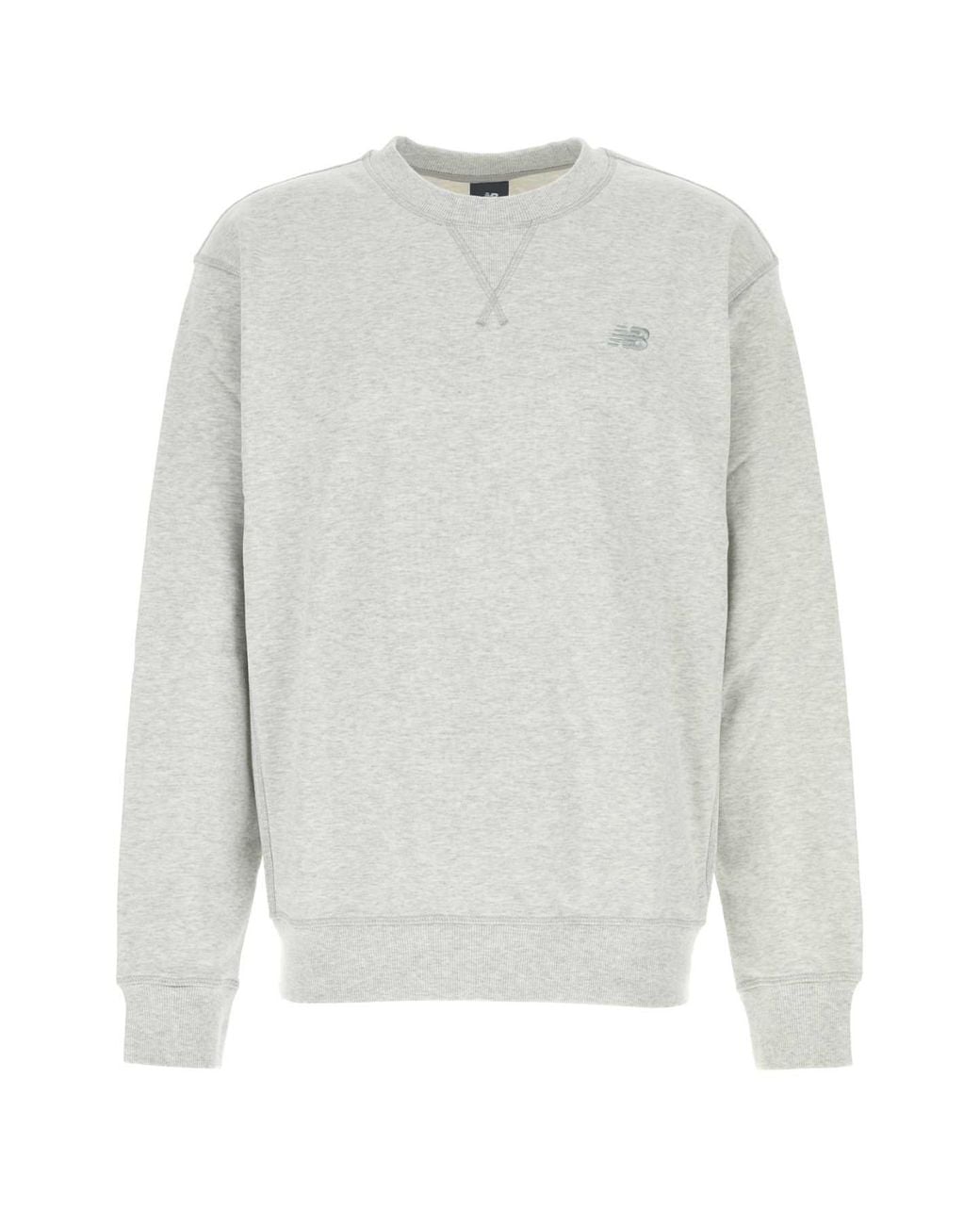 New Balance White Cotton Melange Sweatshirt For