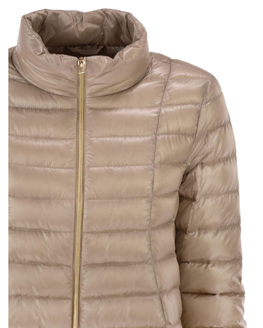 Herno Natural Ultra-Light Satin Down Jacket With Flared Back