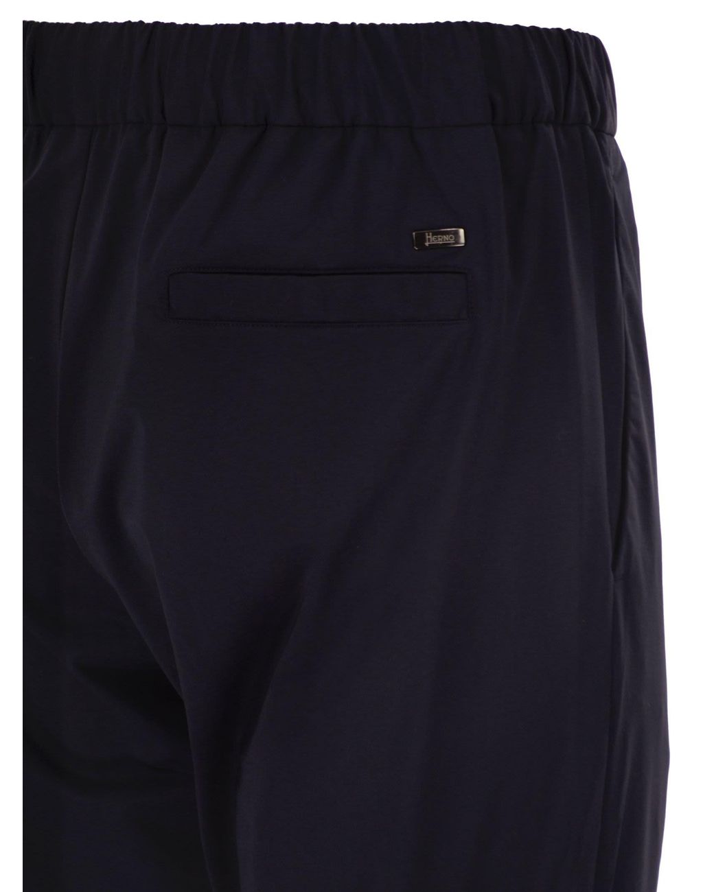 Herno Blue Stretch Techno-Nylon Jogger Trousers With Pleats for men