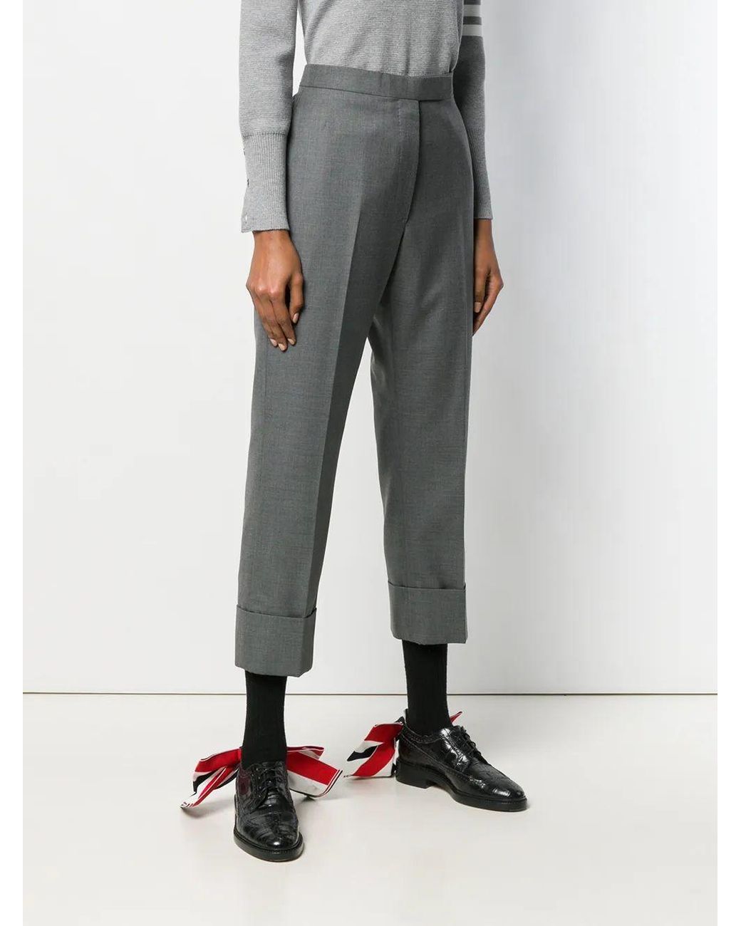 Thom Browne Klassieke Broek Met Rugband, Pasvorm 1 In Super 120's Keperstof in het Gray