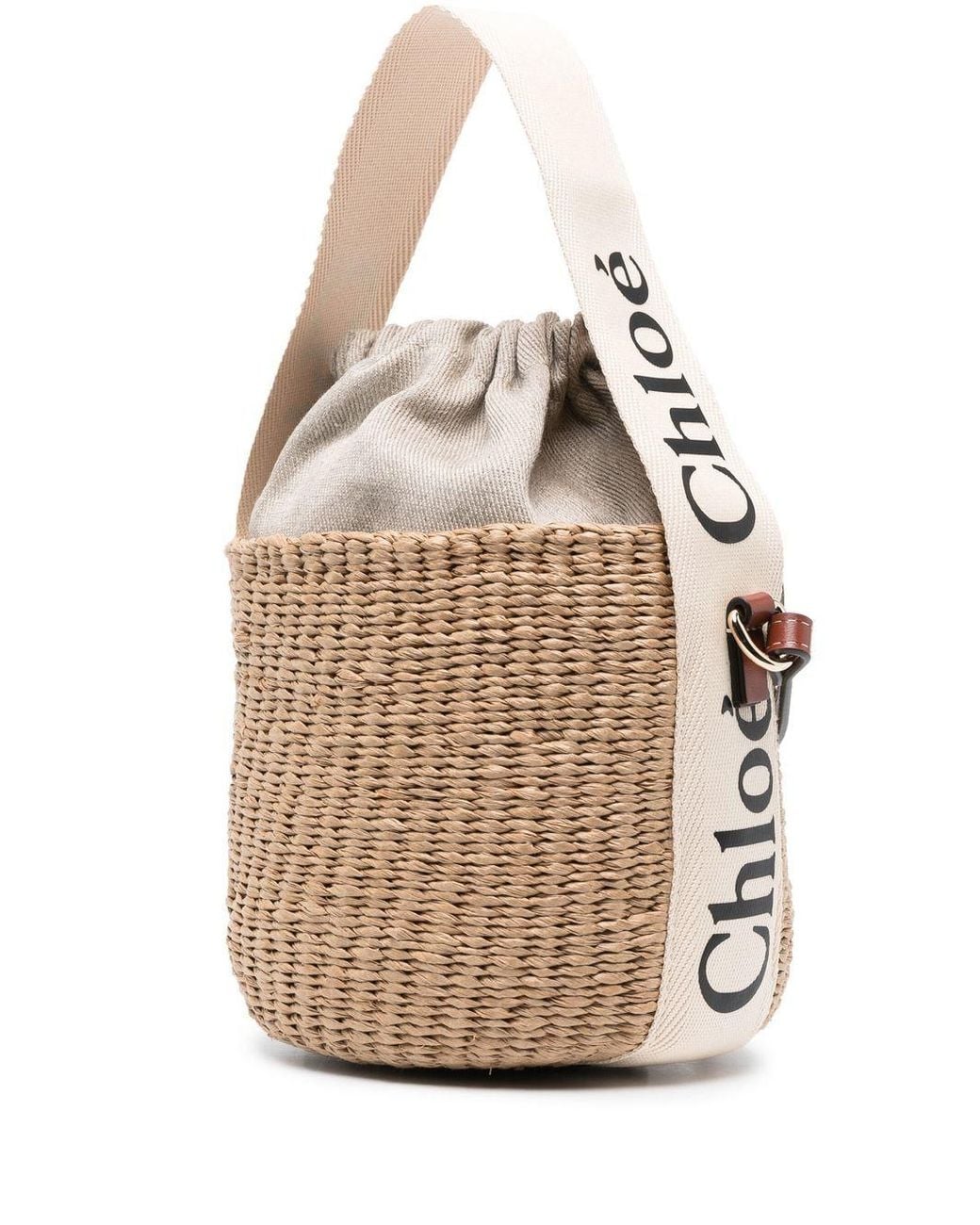 Chloé Natural Woody Small Straw Bucket Bag