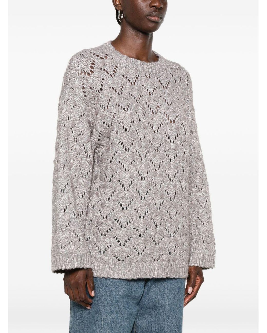 Fabiana Filippi White Wool Crewneck Sweater