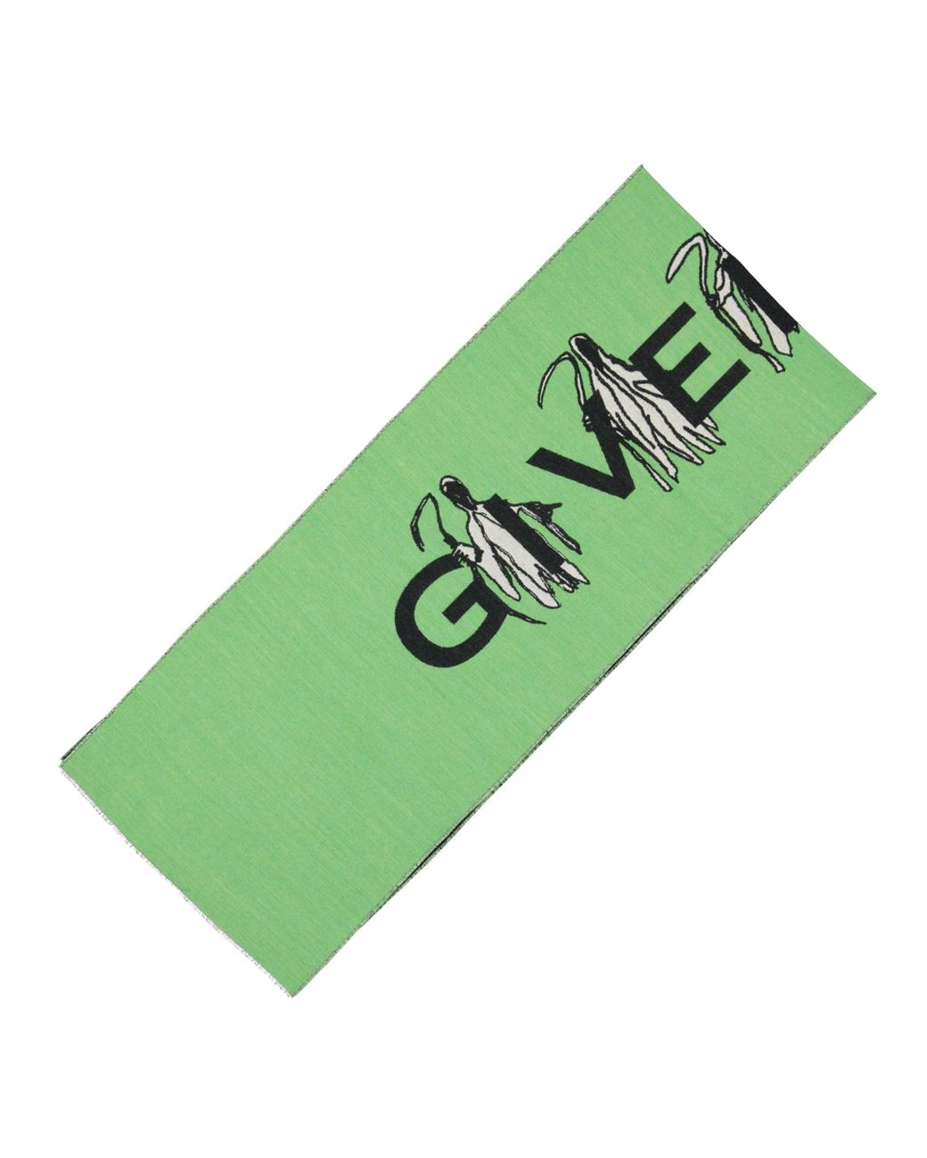 Givenchy Green Logo Wool Scarf